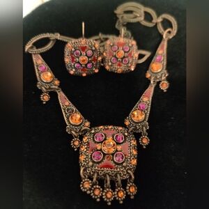 Vintage 90s Designer Taratata Paris Maltese Cross jewelry set